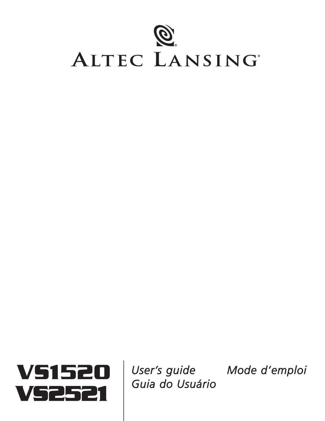 Altec Lansing manual VS1520 VS2521 