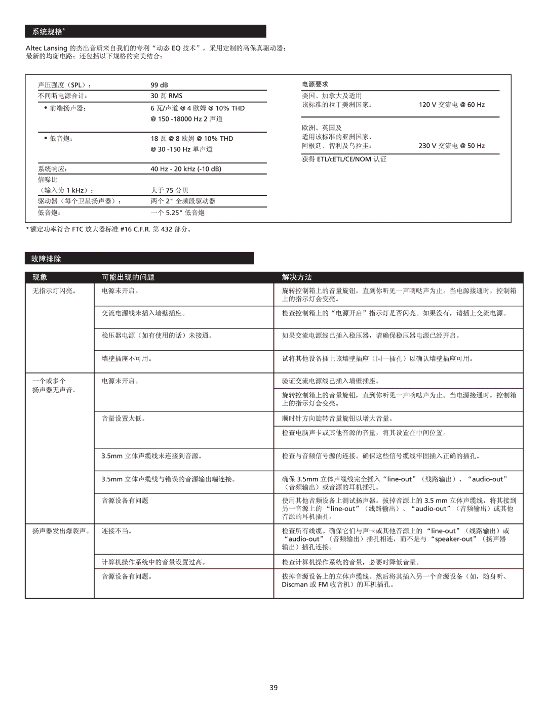 Altec Lansing VS3121 manual 