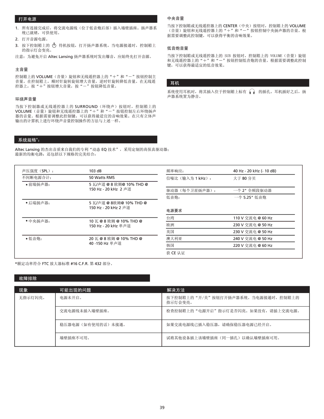 Altec Lansing VS3151R manual 