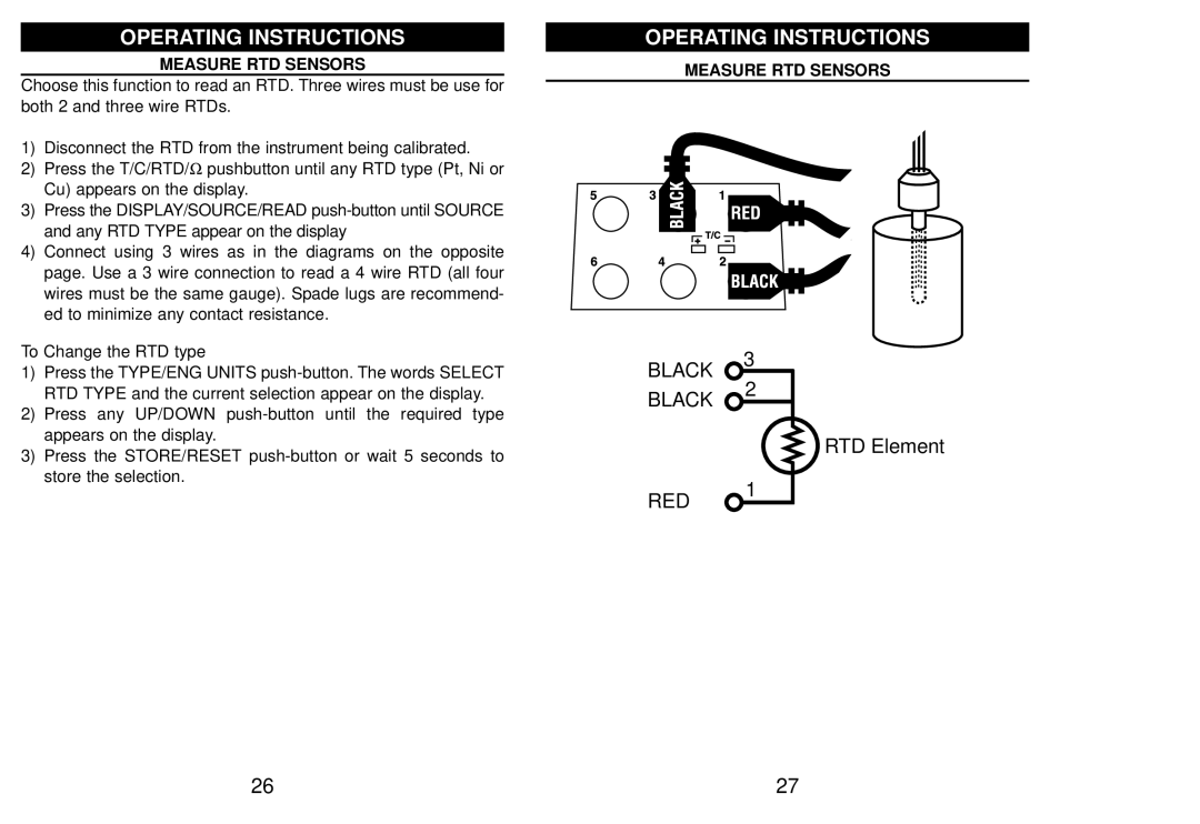 Altek 830-KP manual Black, Measure RTD Sensors 