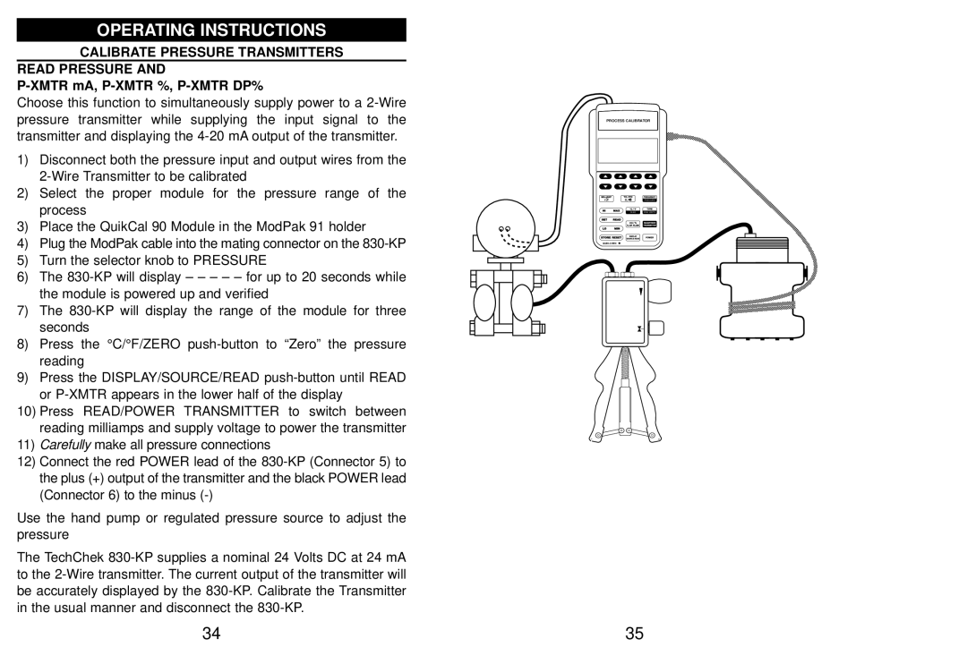 Altek 830-KP manual Calibrate Pressure Transmitters Read Pressure 