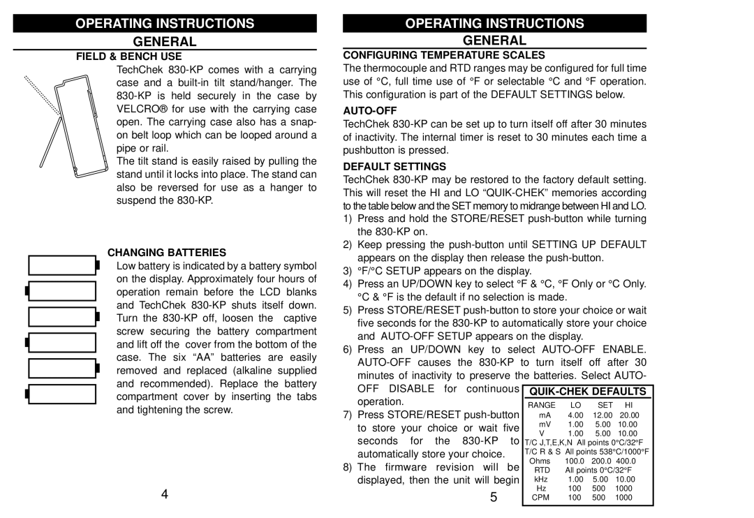 Altek 830-KP manual Operating Instructions 