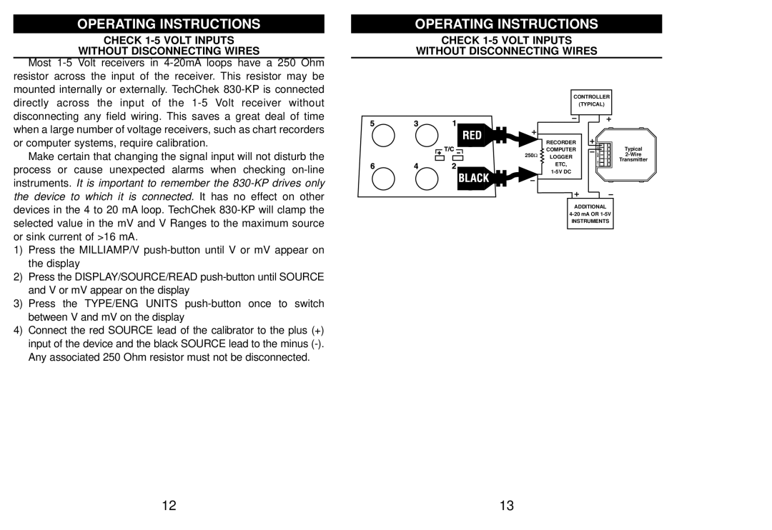 Altek 830-KP manual Check 1-5 Volt Inputs Without Disconnecting Wires 