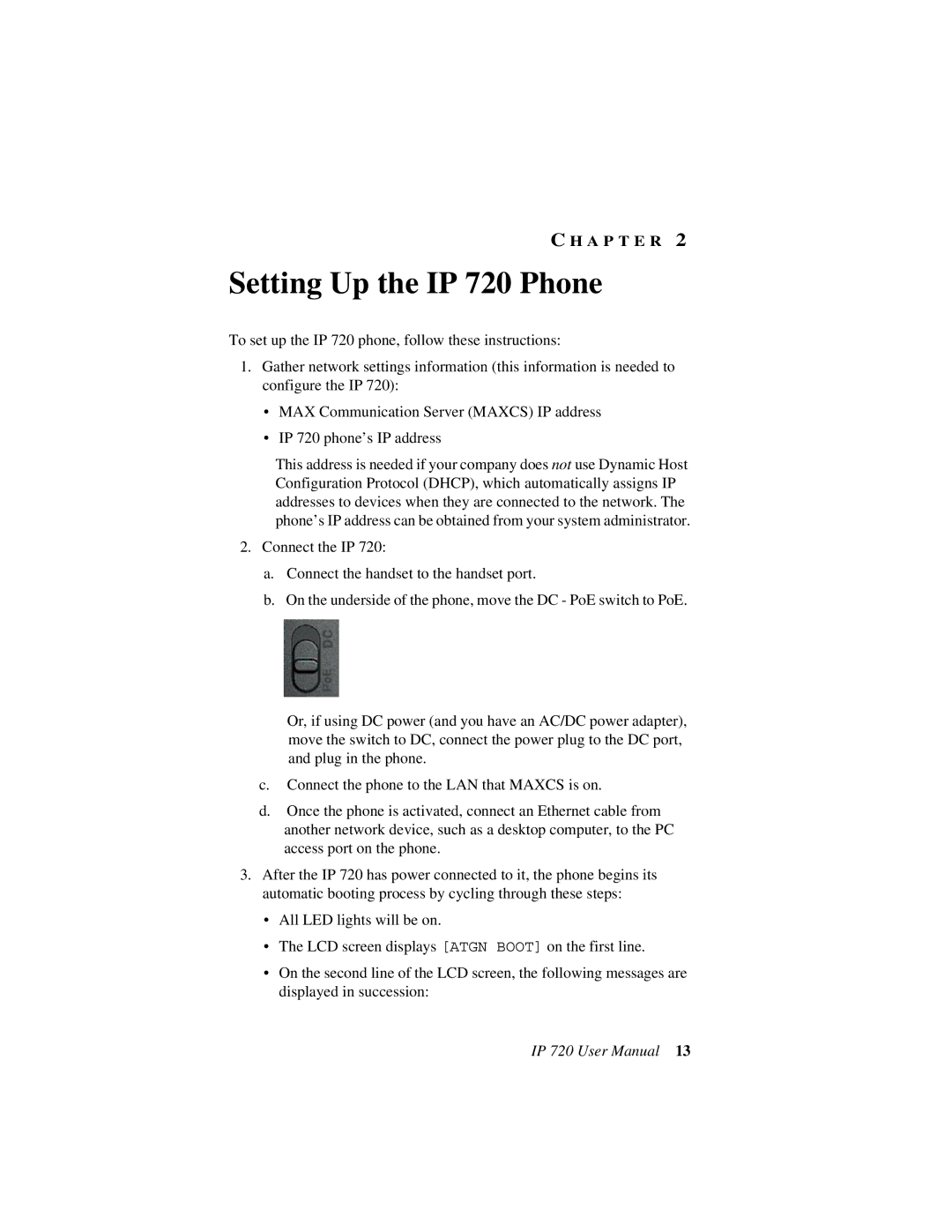 AltiGen comm user manual Setting Up the IP 720 Phone 