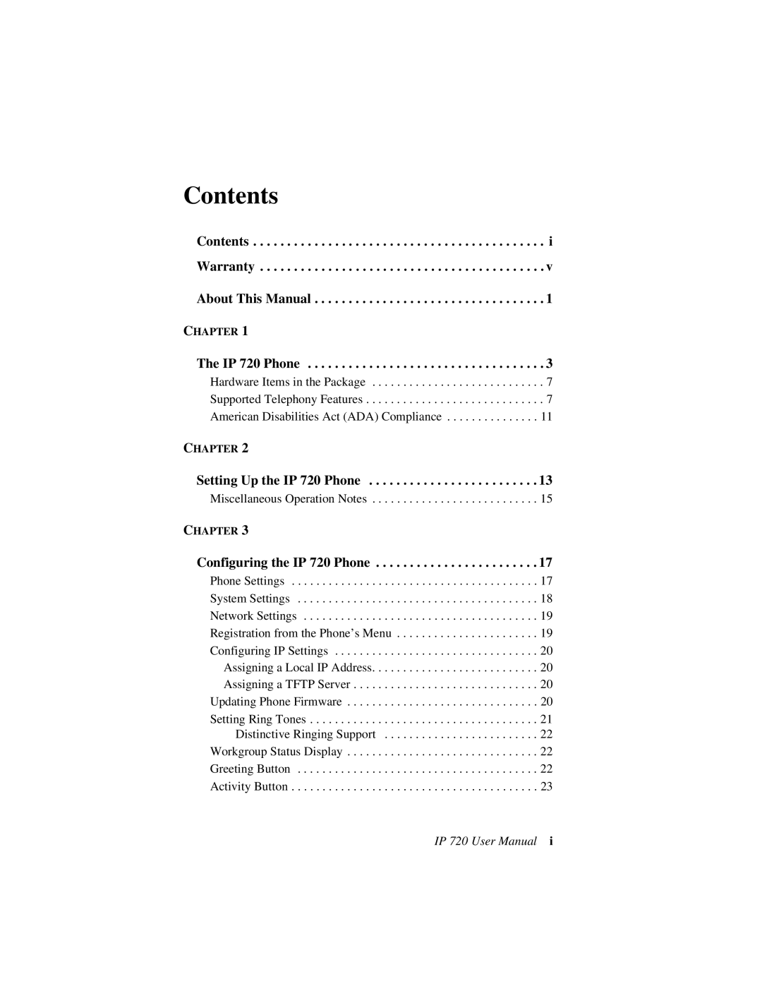 AltiGen comm 720 user manual Contents 