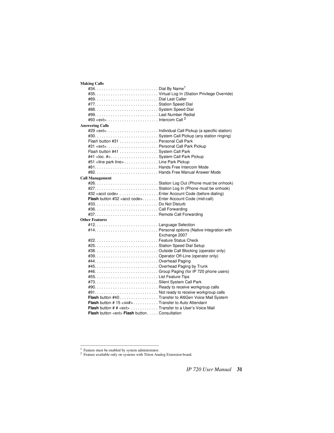 AltiGen comm 720 user manual Making Calls 