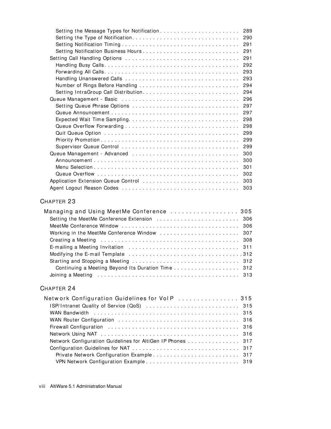 AltiGen comm ACM 5.1 manual Managing and Using MeetMe Conference, Network Configuration Guidelines for VoIP 315 