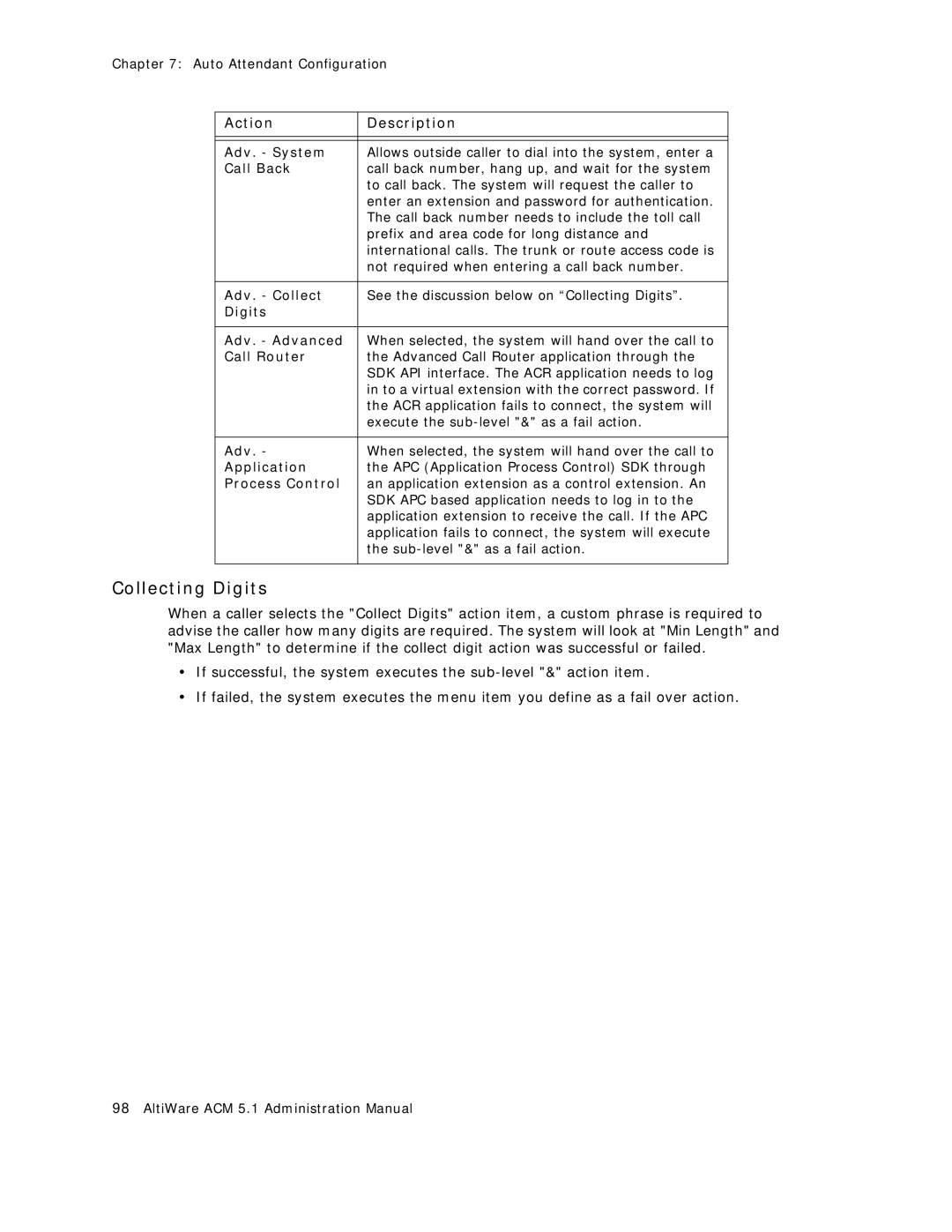 AltiGen comm ACM 5.1 manual Collecting Digits 