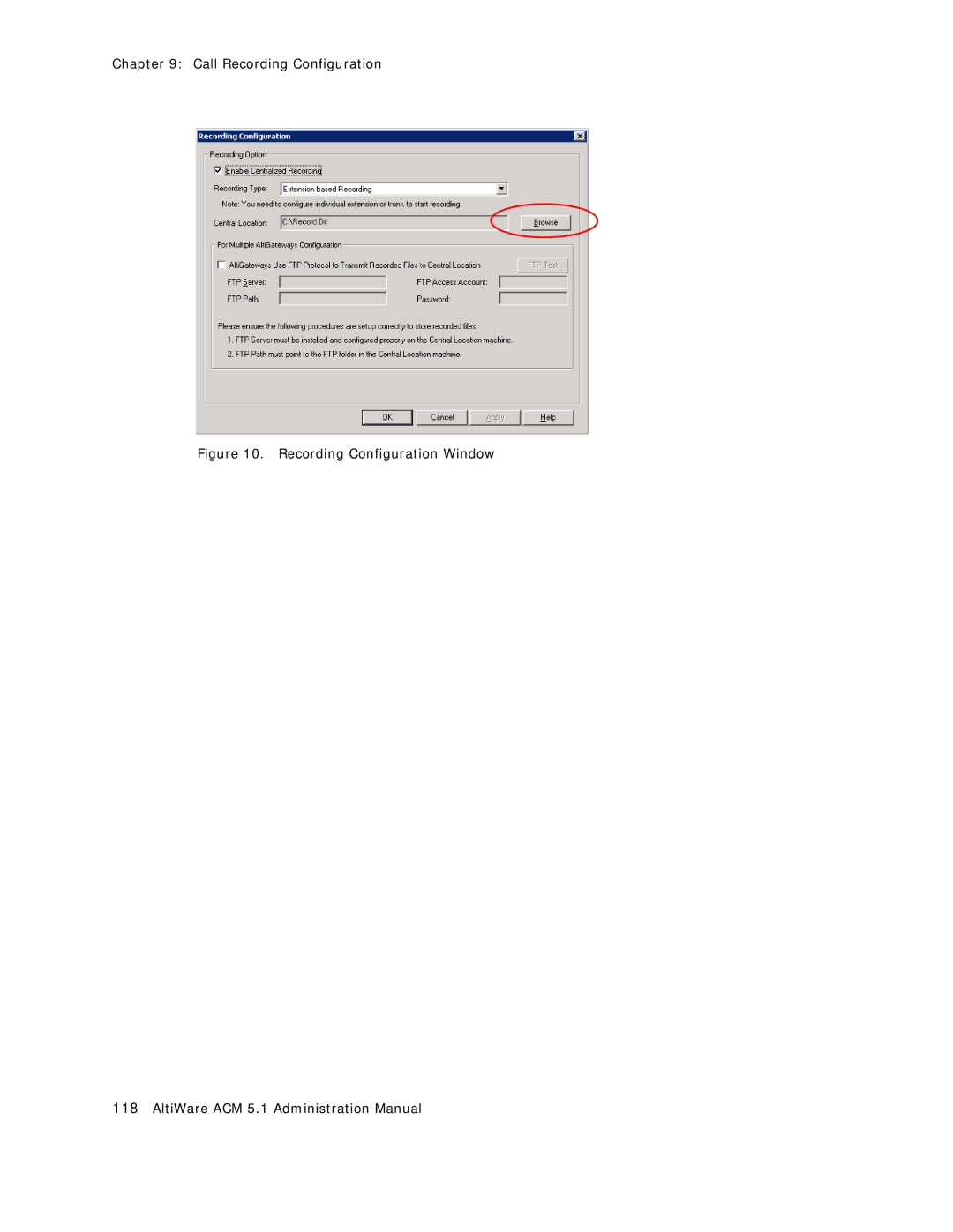 AltiGen comm ACM 5.1 manual Call Recording Configuration 