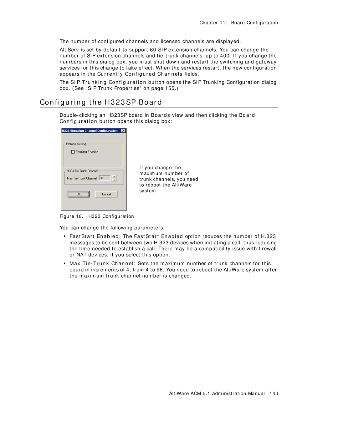 AltiGen comm ACM 5.1 manual Configuring the H323SP Board, H323 Configuration 