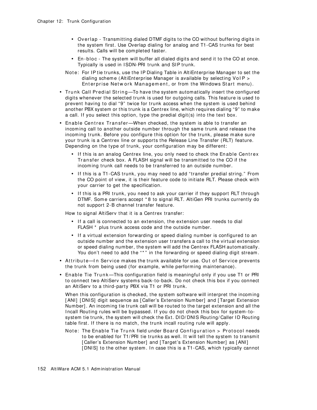 AltiGen comm ACM 5.1 manual Trunk Configuration 