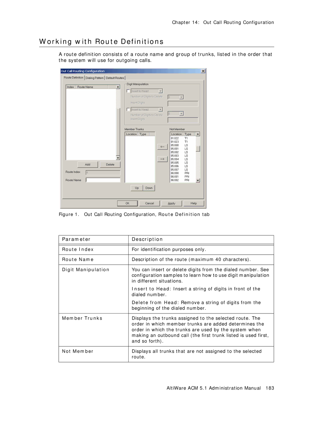 AltiGen comm ACM 5.1 manual Working with Route Definitions 