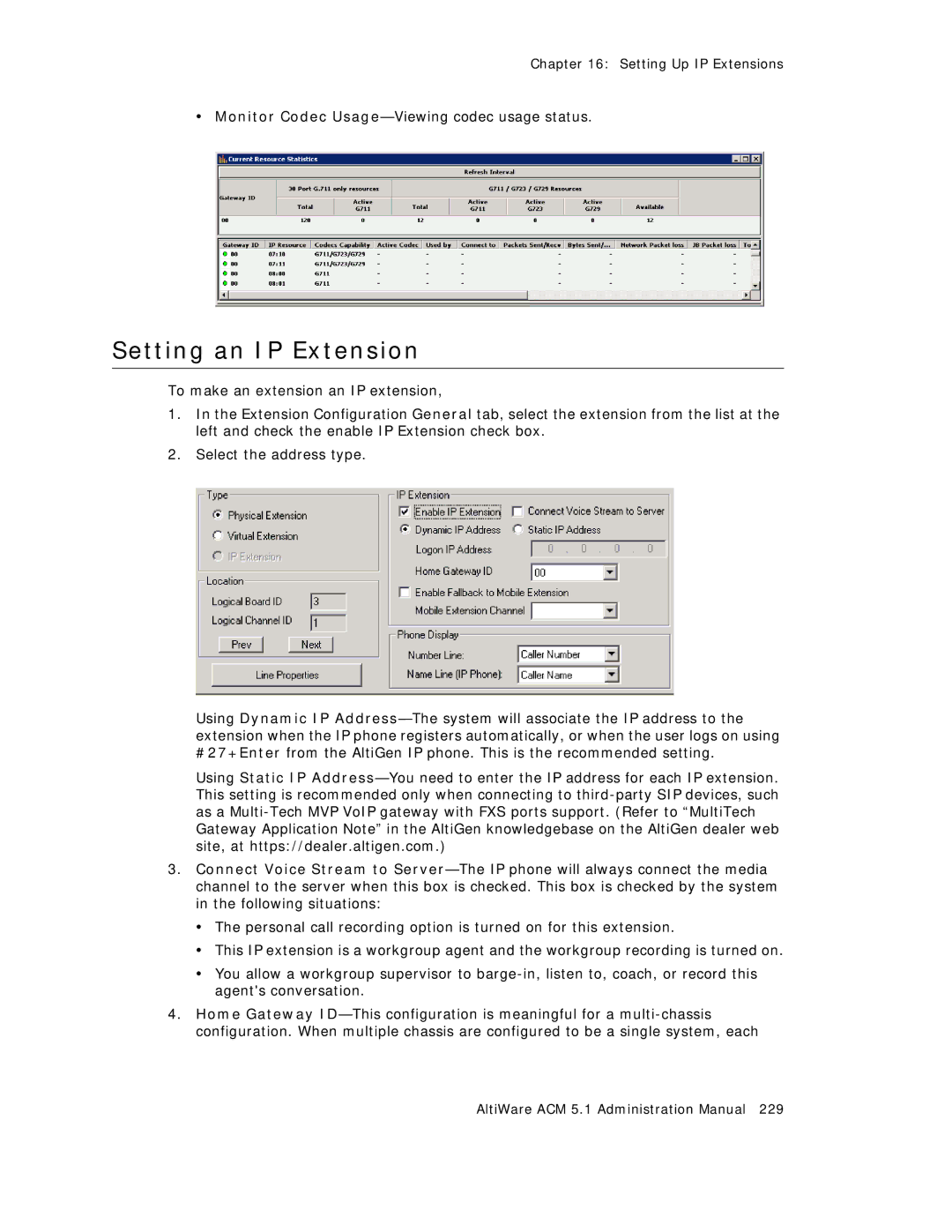 AltiGen comm ACM 5.1 manual Setting an IP Extension 