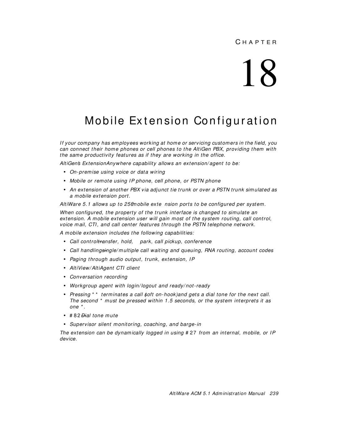 AltiGen comm ACM 5.1 manual Mobile Extension Configuration 