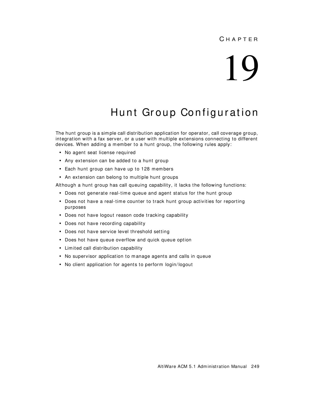 AltiGen comm ACM 5.1 manual Hunt Group Configuration 