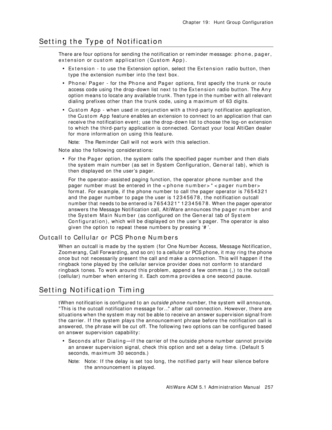 AltiGen comm ACM 5.1 manual Setting the Type of Notification 