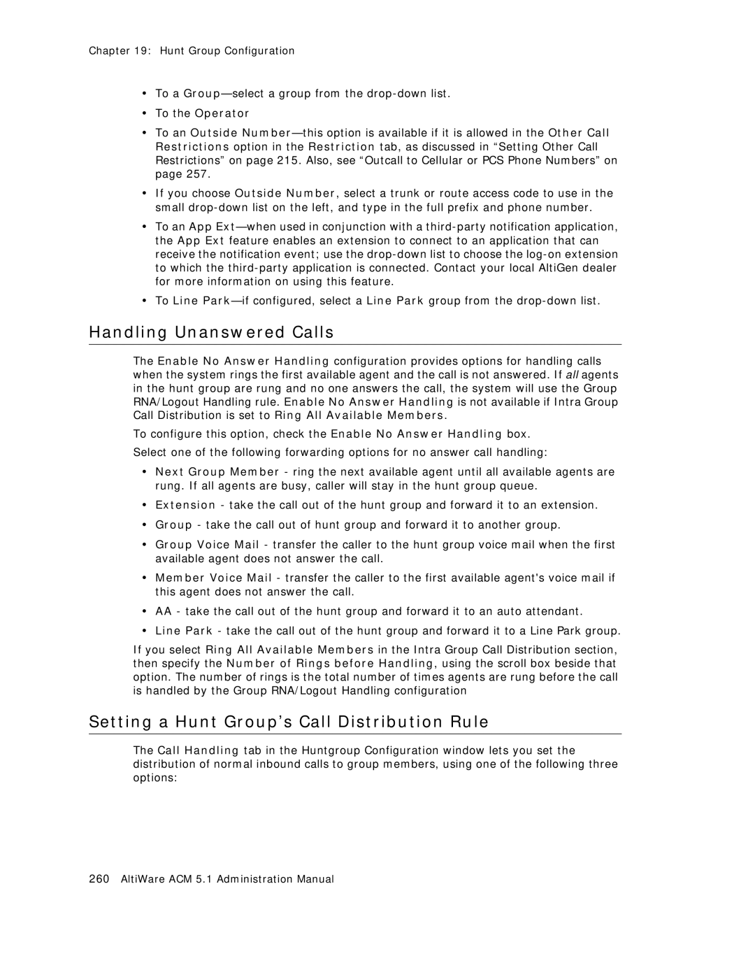 AltiGen comm ACM 5.1 manual Setting a Hunt Group’s Call Distribution Rule, To the Operator 