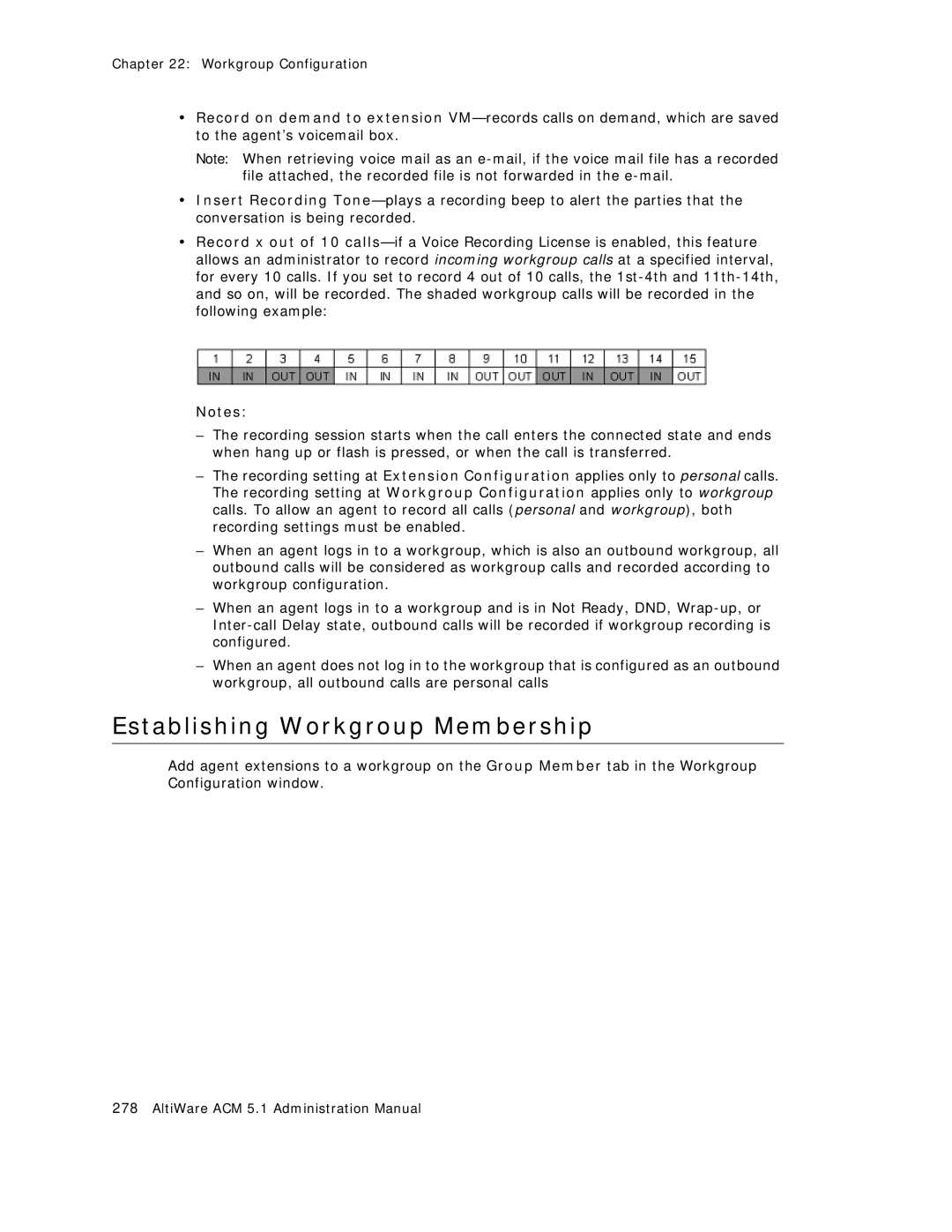 AltiGen comm ACM 5.1 manual Establishing Workgroup Membership 