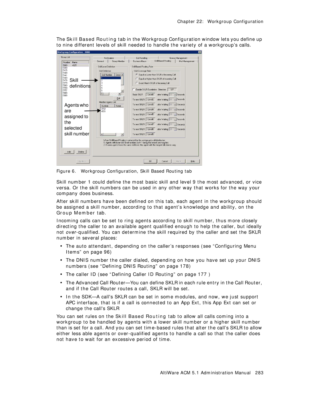 AltiGen comm ACM 5.1 manual Workgroup Configuration, Skill Based Routing tab 