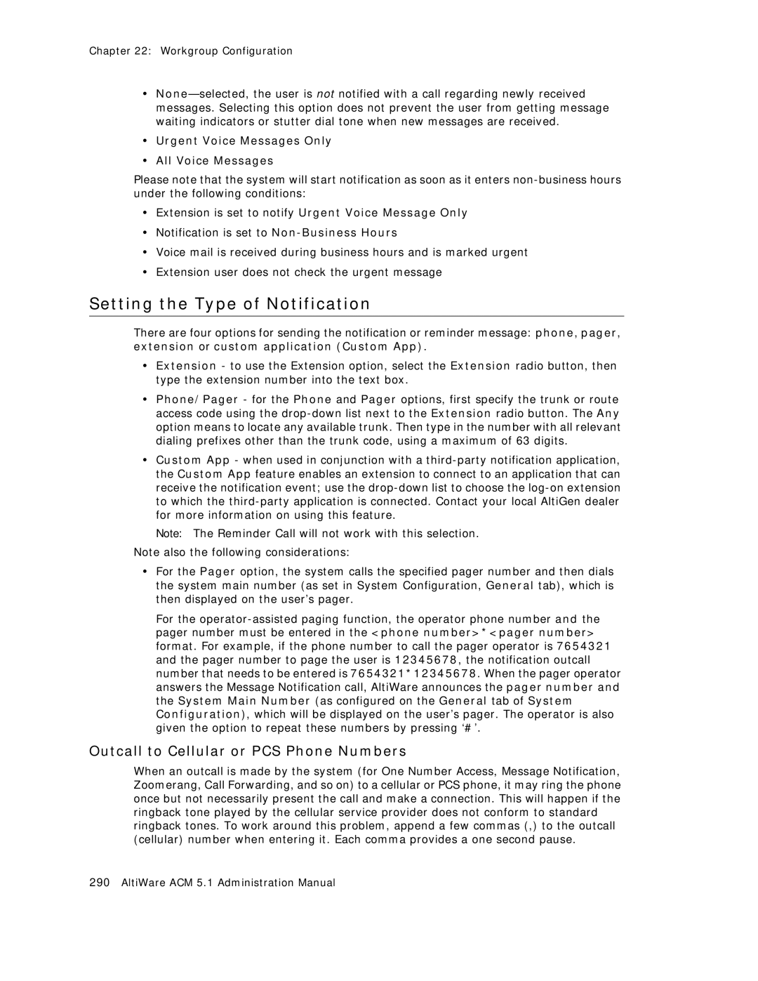 AltiGen comm ACM 5.1 manual Setting the Type of Notification 