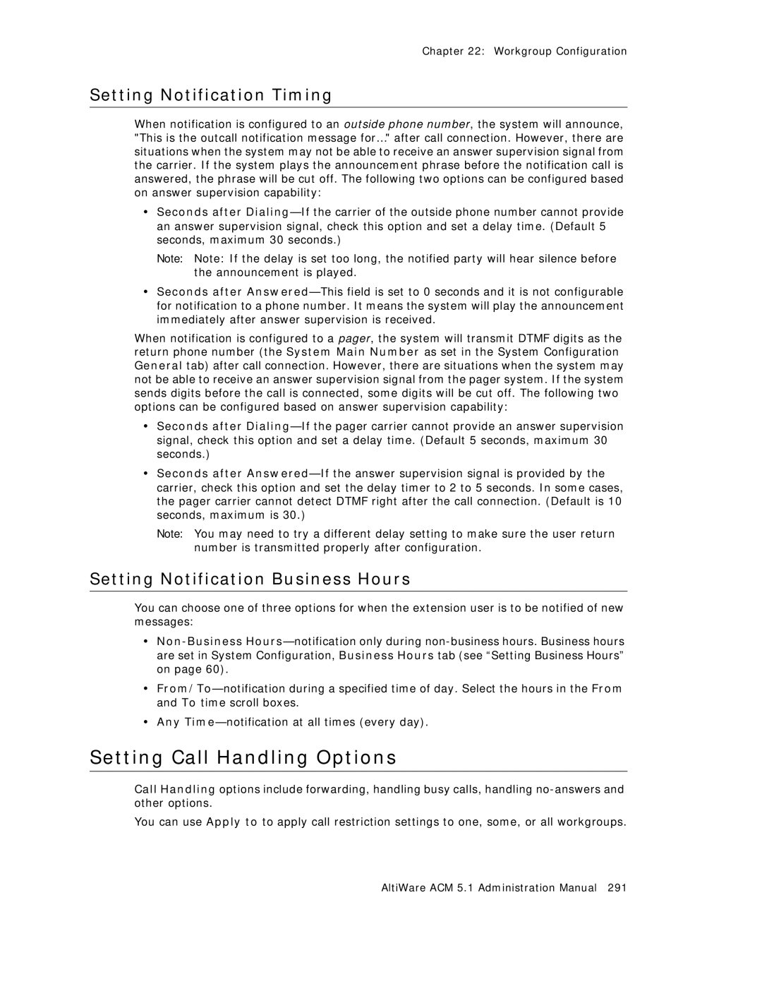 AltiGen comm ACM 5.1 manual Setting Call Handling Options 