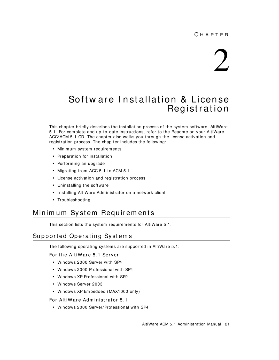 AltiGen comm ACM 5.1 Software Installation & License Registration, Minimum System Requirements, For AltiWare Administrator 