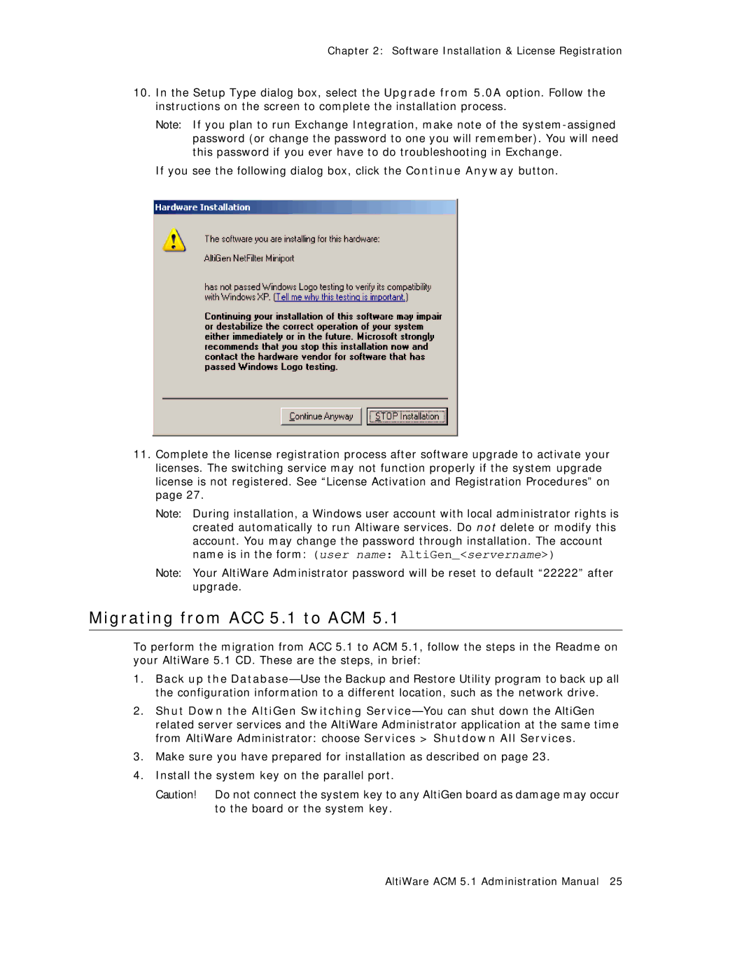 AltiGen comm ACM 5.1 manual Migrating from ACC 5.1 to ACM 