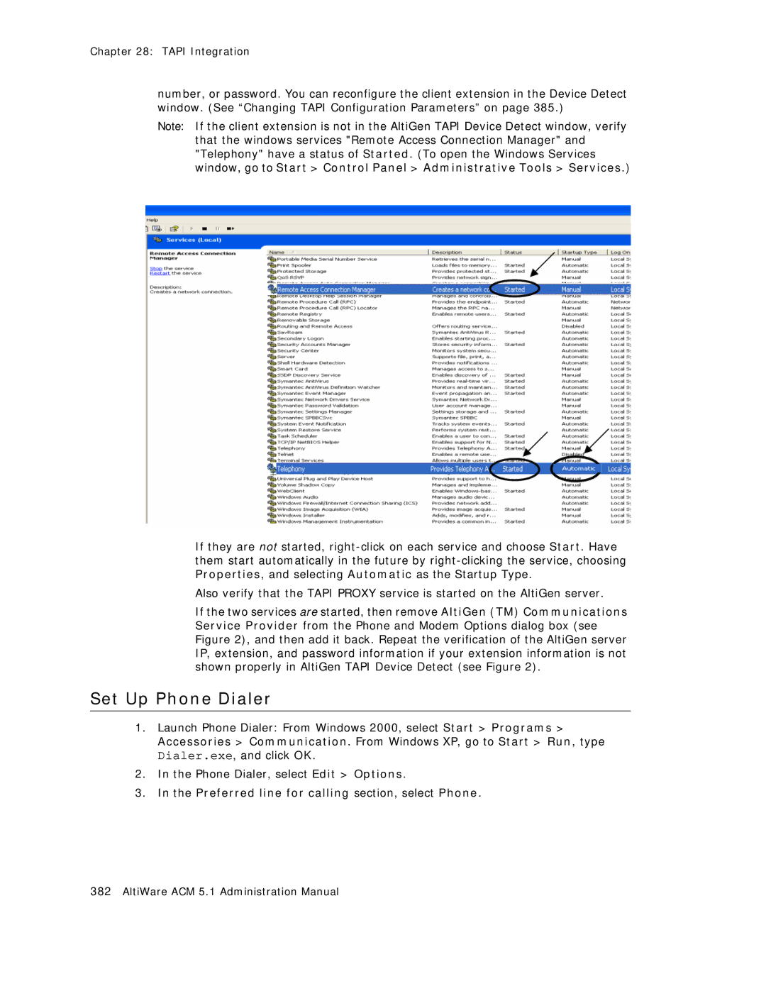 AltiGen comm ACM 5.1 manual Set Up Phone Dialer, Preferred line for calling section, select Phone 