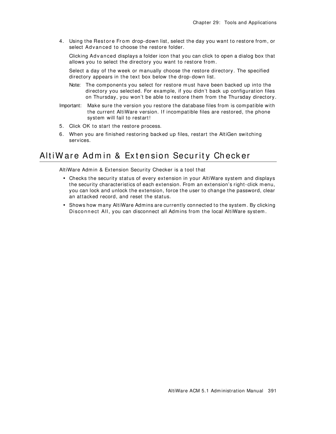 AltiGen comm ACM 5.1 manual AltiWare Admin & Extension Security Checker 