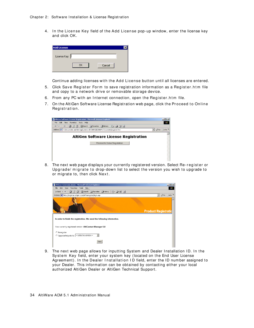 AltiGen comm ACM 5.1 manual Software Installation & License Registration 