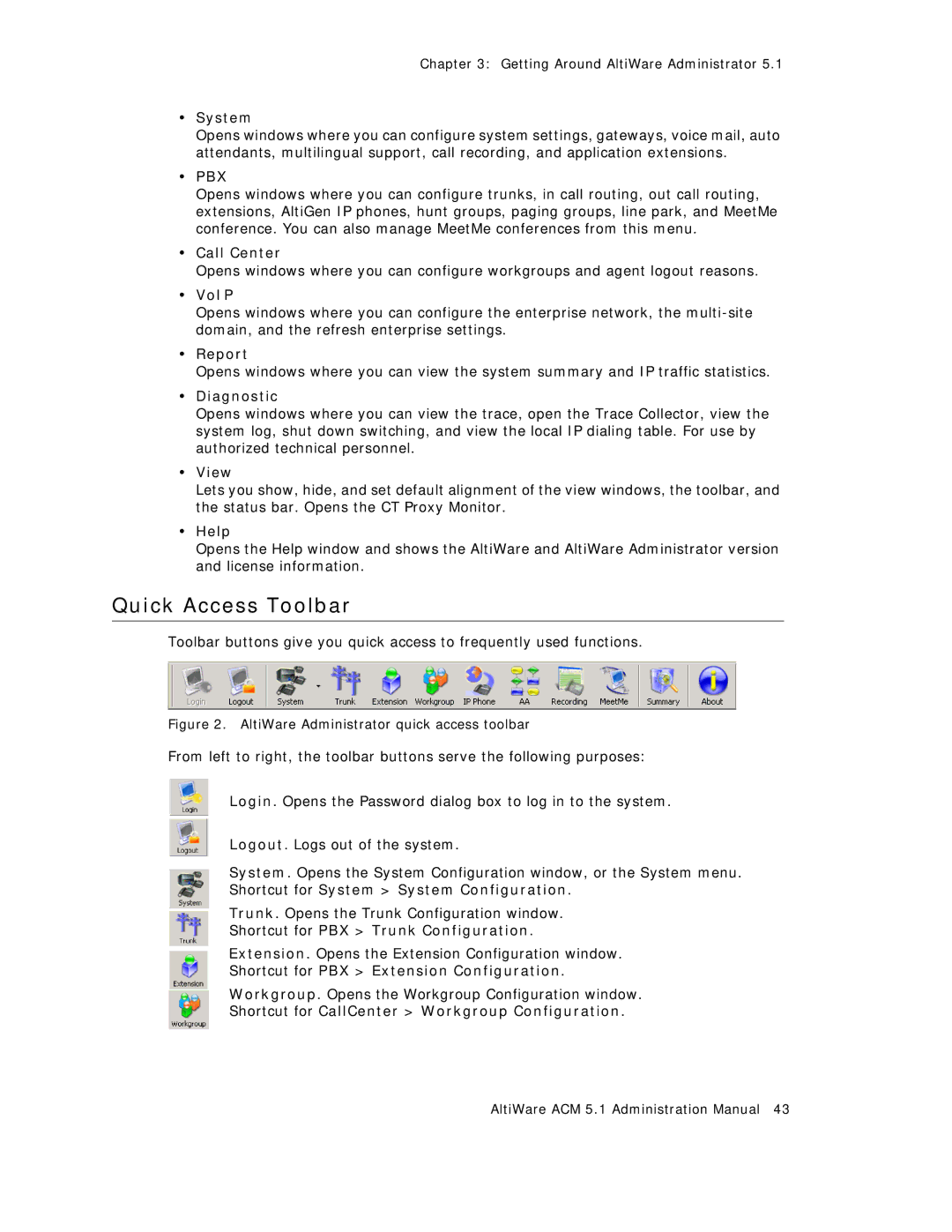 AltiGen comm ACM 5.1 manual Quick Access Toolbar 