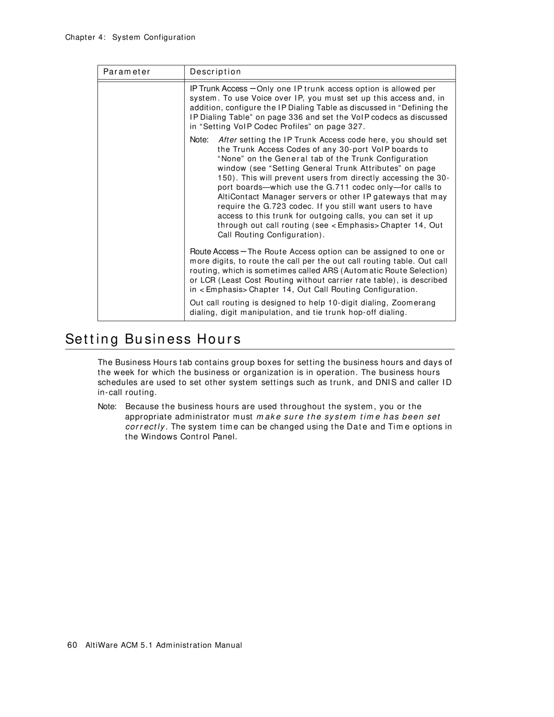 AltiGen comm ACM 5.1 manual Setting Business Hours 