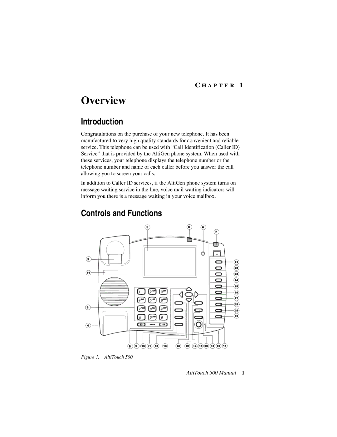 AltiGen comm AltiTouch 500 manual Overview, Introduction, Controls and Functions 