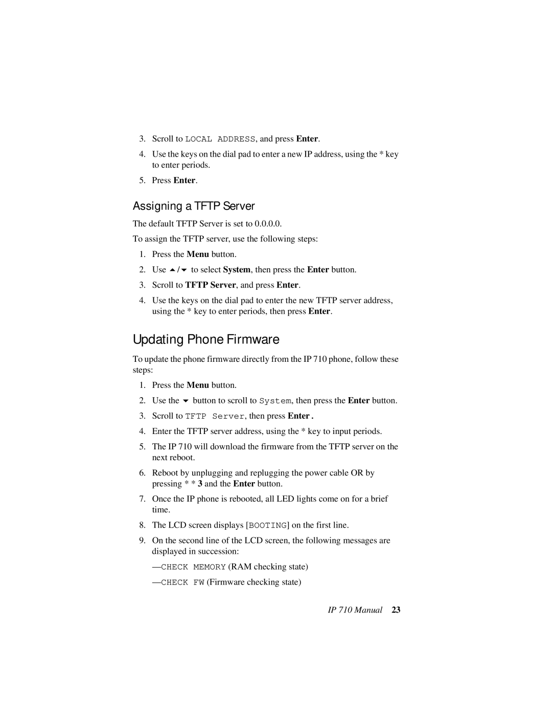 AltiGen comm IP 710 user manual Updating Phone Firmware, Assigning a Tftp Server 