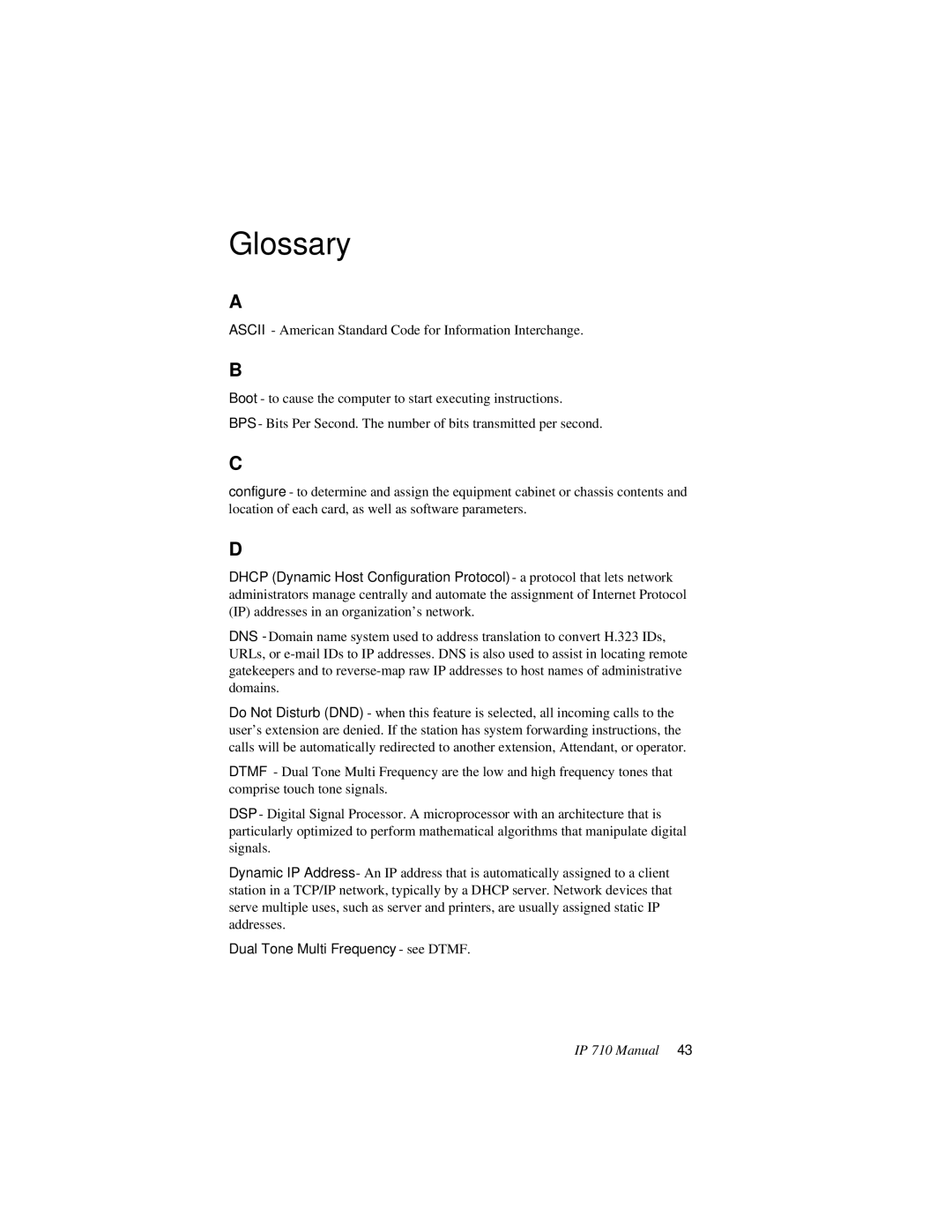 AltiGen comm IP 710 user manual Glossary, Dual Tone Multi Frequency see Dtmf 