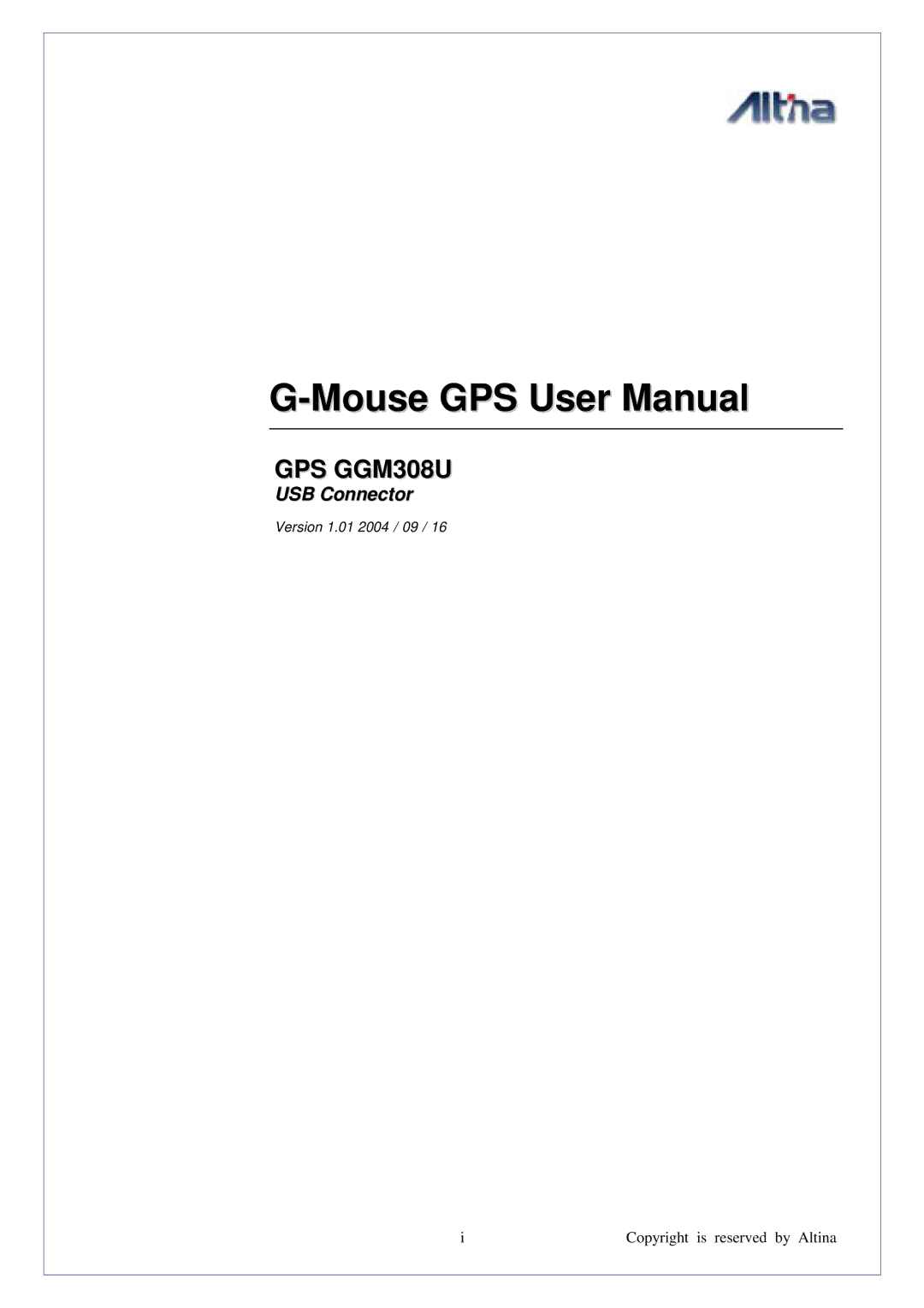 Altina manual GPS GGM308U 