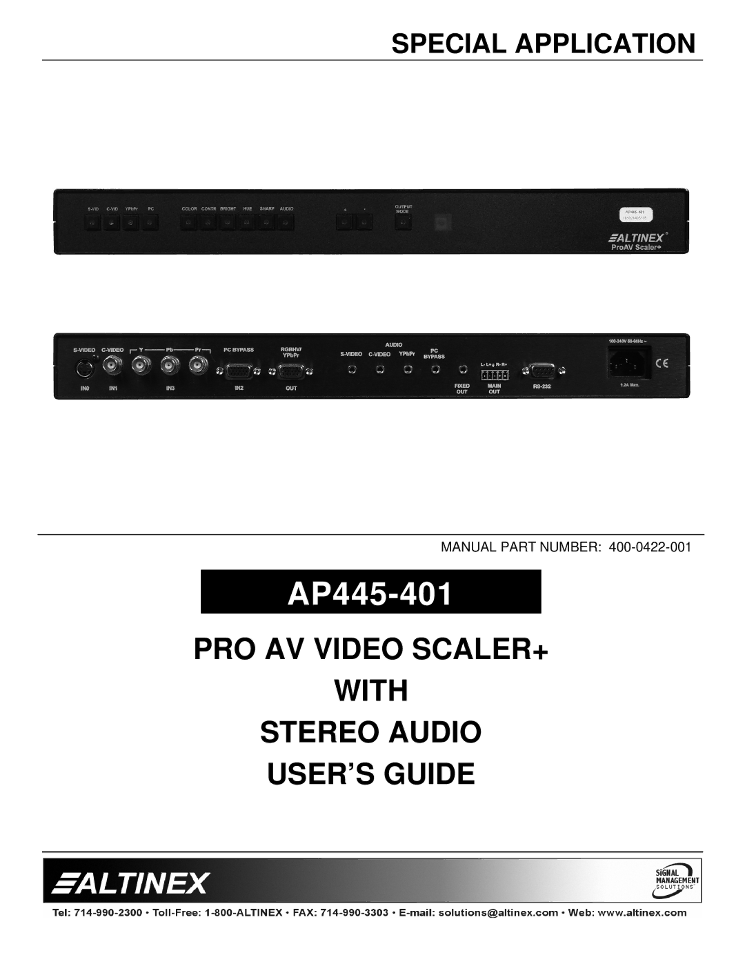 Altinex AP445-401 manual 