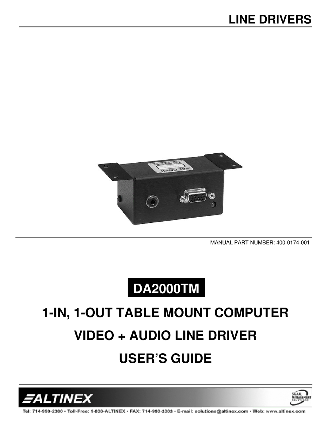 Altinex DA2000TM manual 