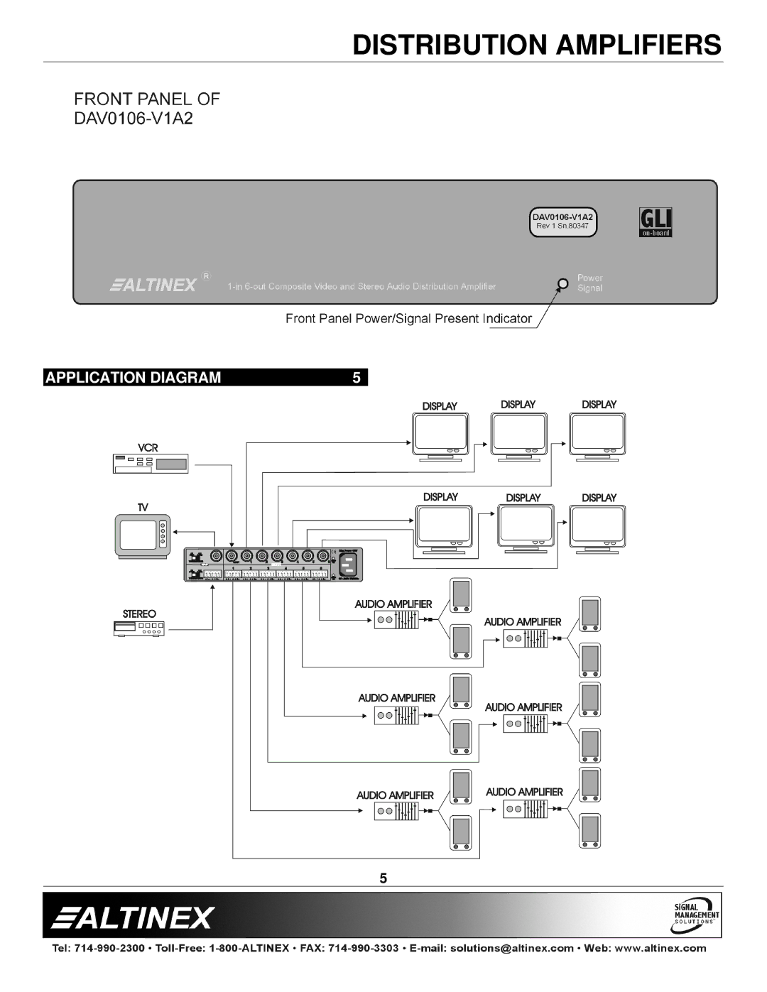 Altinex DAV0106-V1A2 manual Application Diagram 