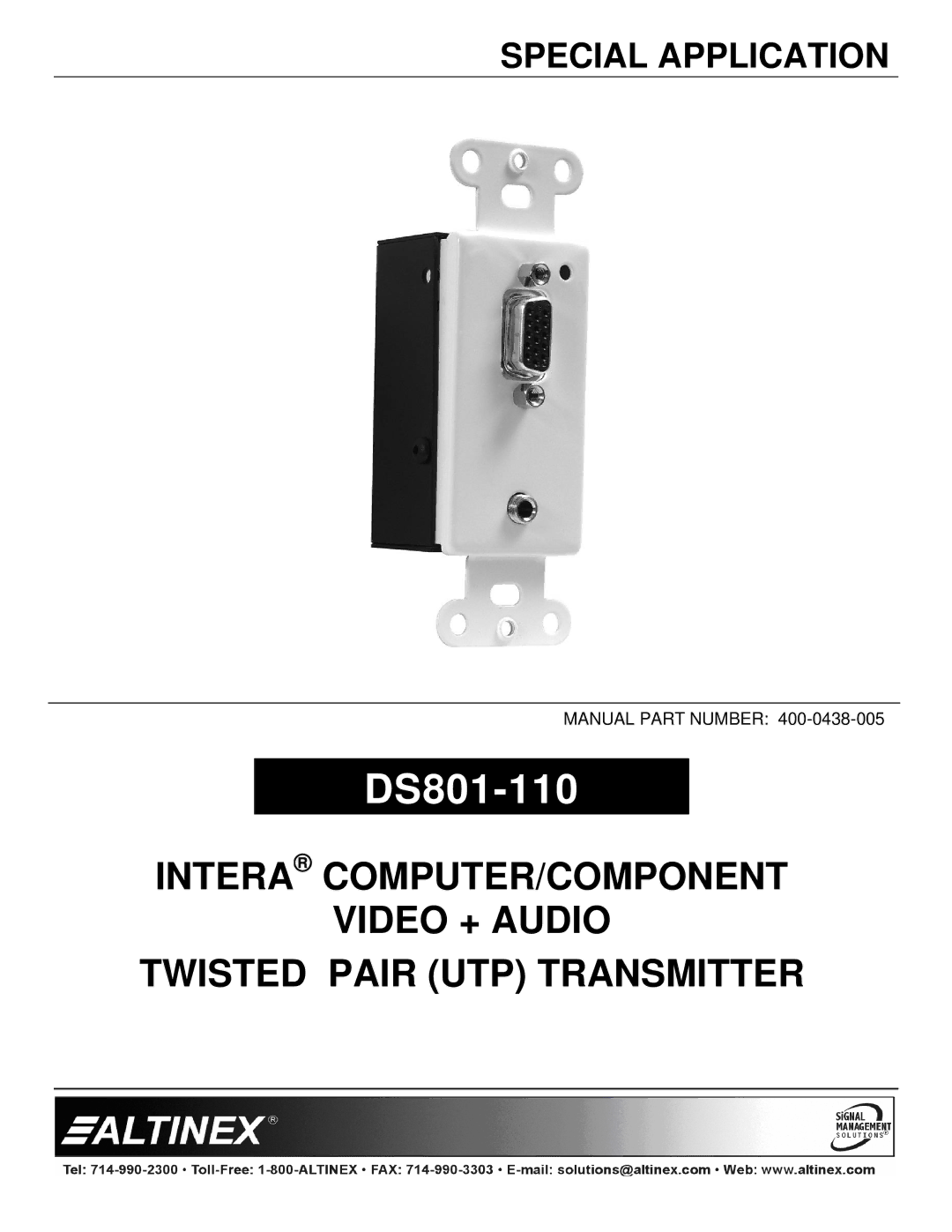 Altinex DS801-110 manual 