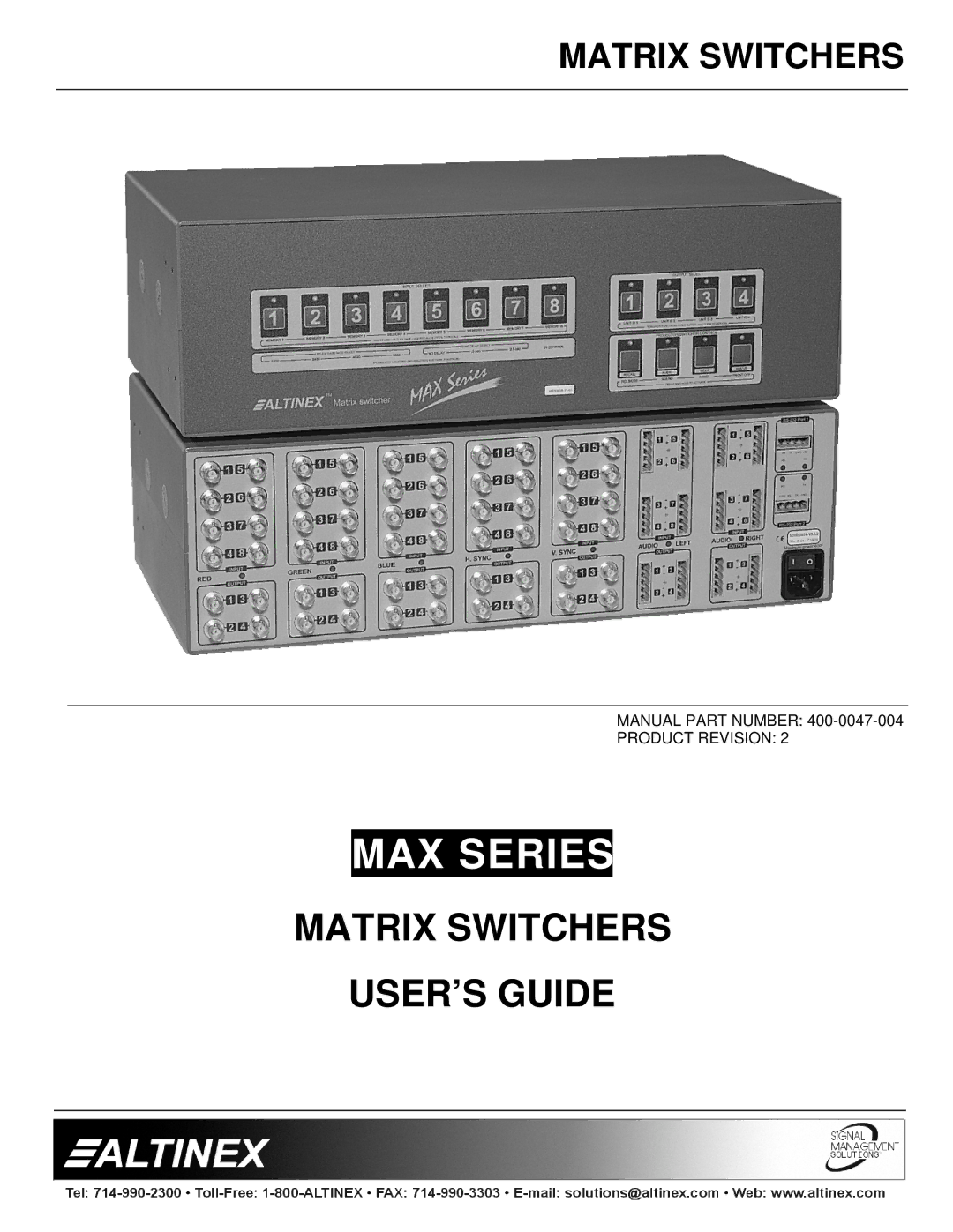 Altinex MAX Series manual 