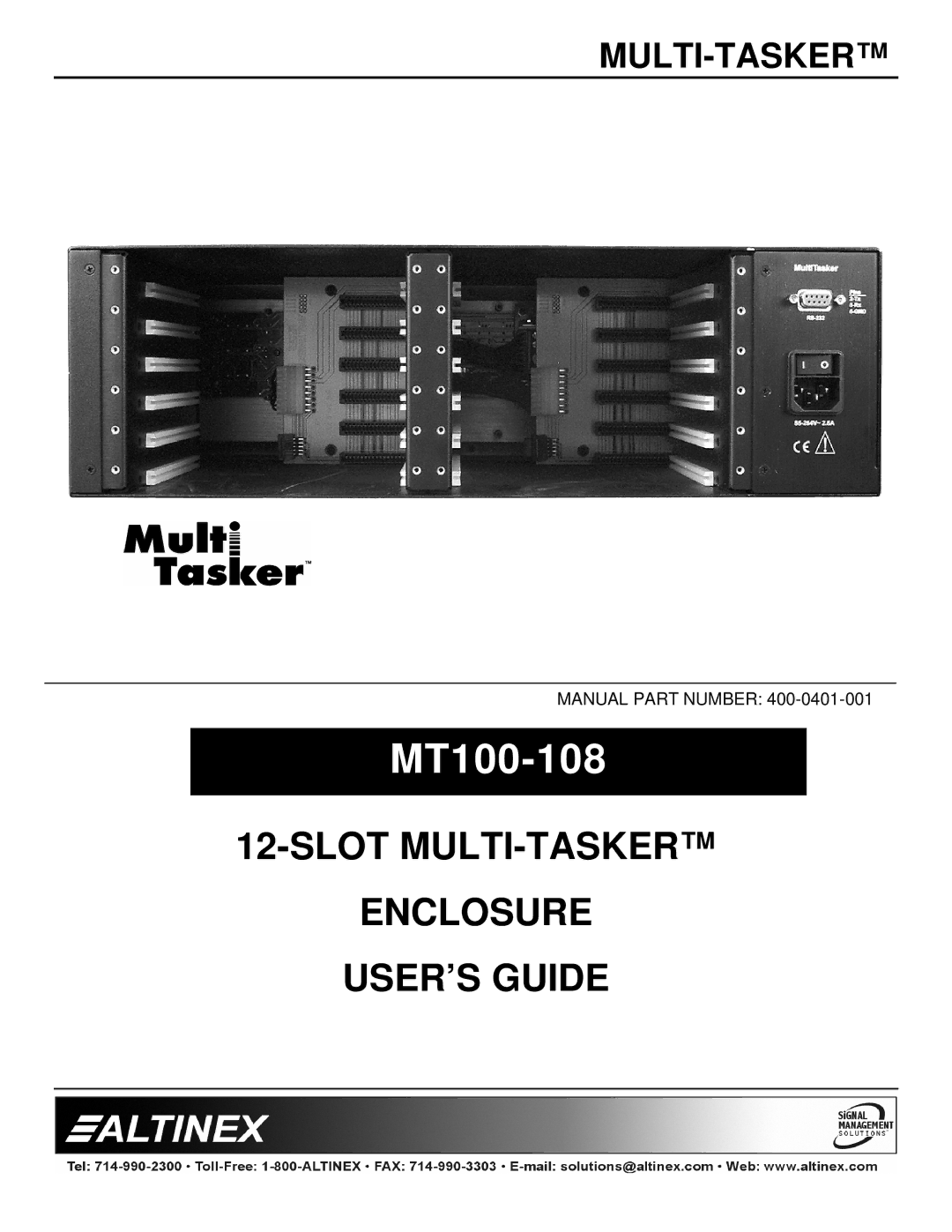 Altinex MT100-108 manual 