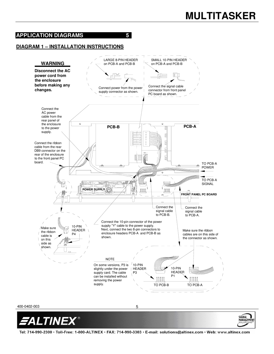 Altinex MT101-115, MT101-117, MT101-114 manual Application Diagrams, Diagram 1 Installation Instructions 