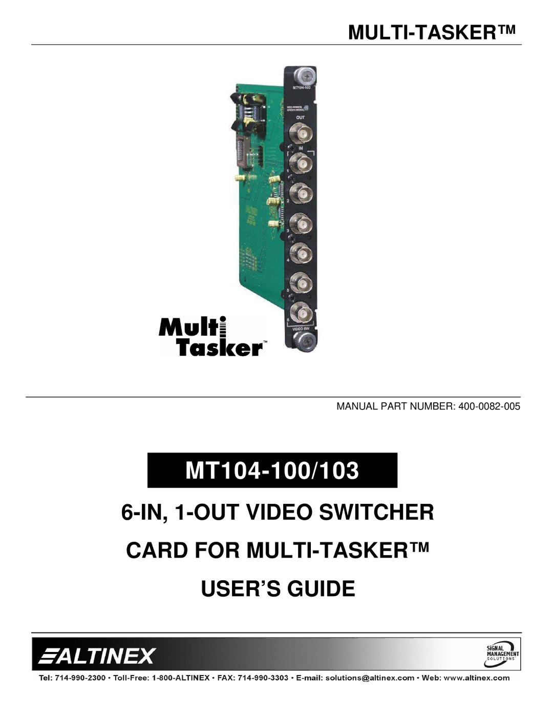 Altinex MT104-100/103 manual 