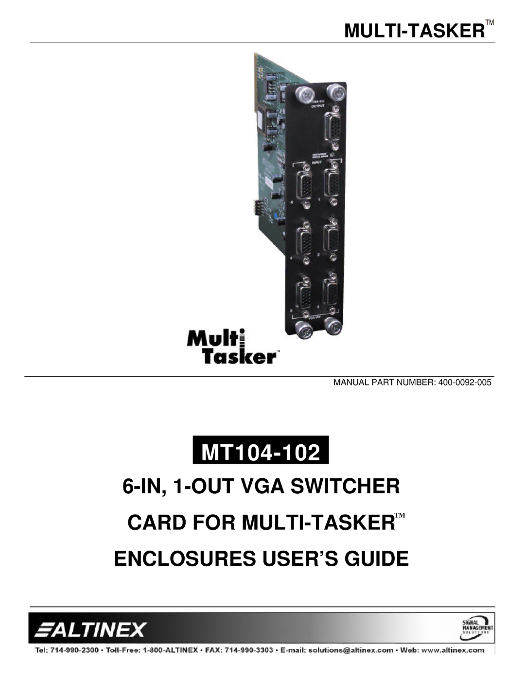 Altinex MT104-102 manual 