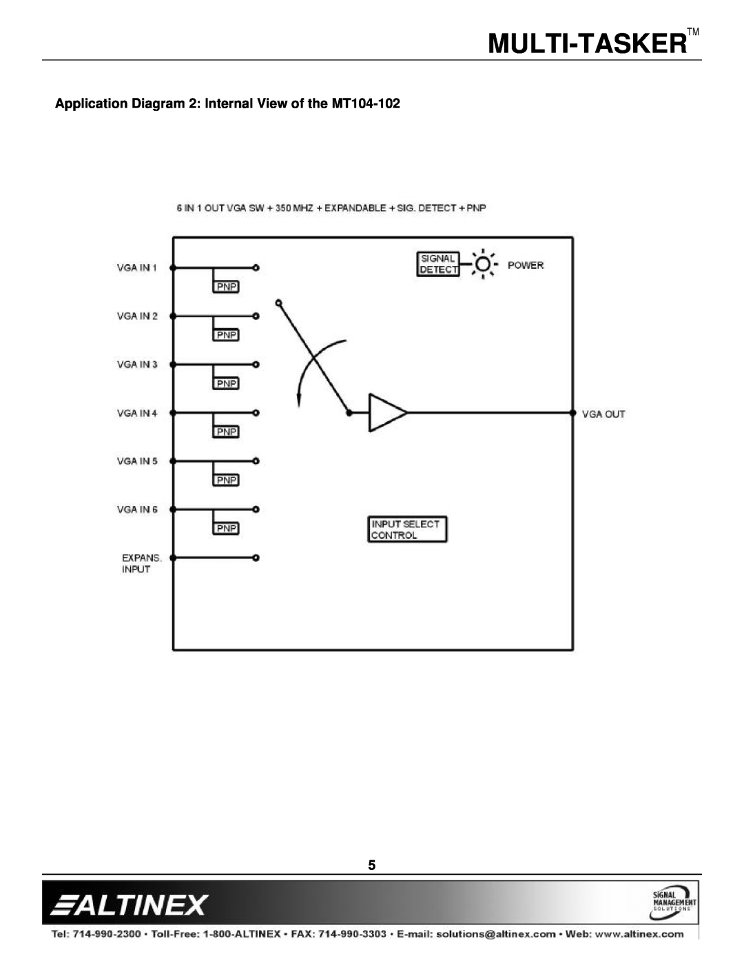 Altinex manual Multi-Tasker, Application Diagram 2 Internal View of the MT104-102 