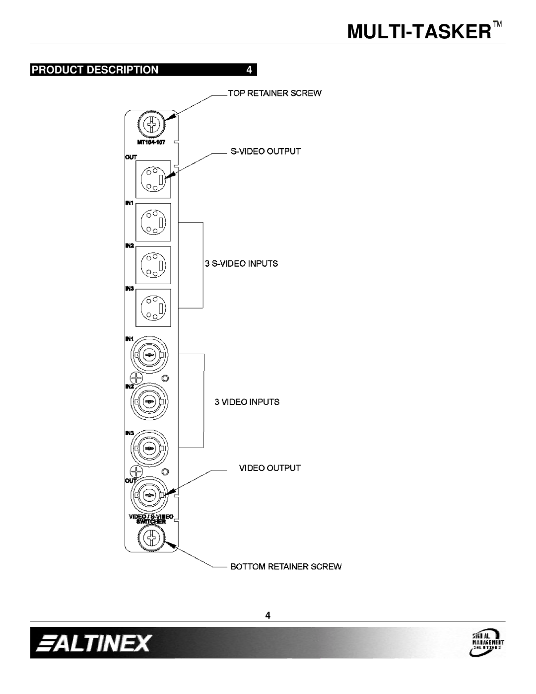 Altinex MT104-107 manual Product Description 