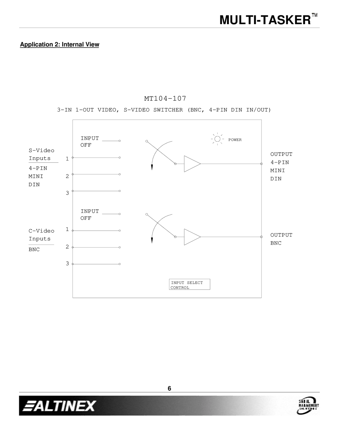 Altinex MT104-107 manual Application 2 Internal View 