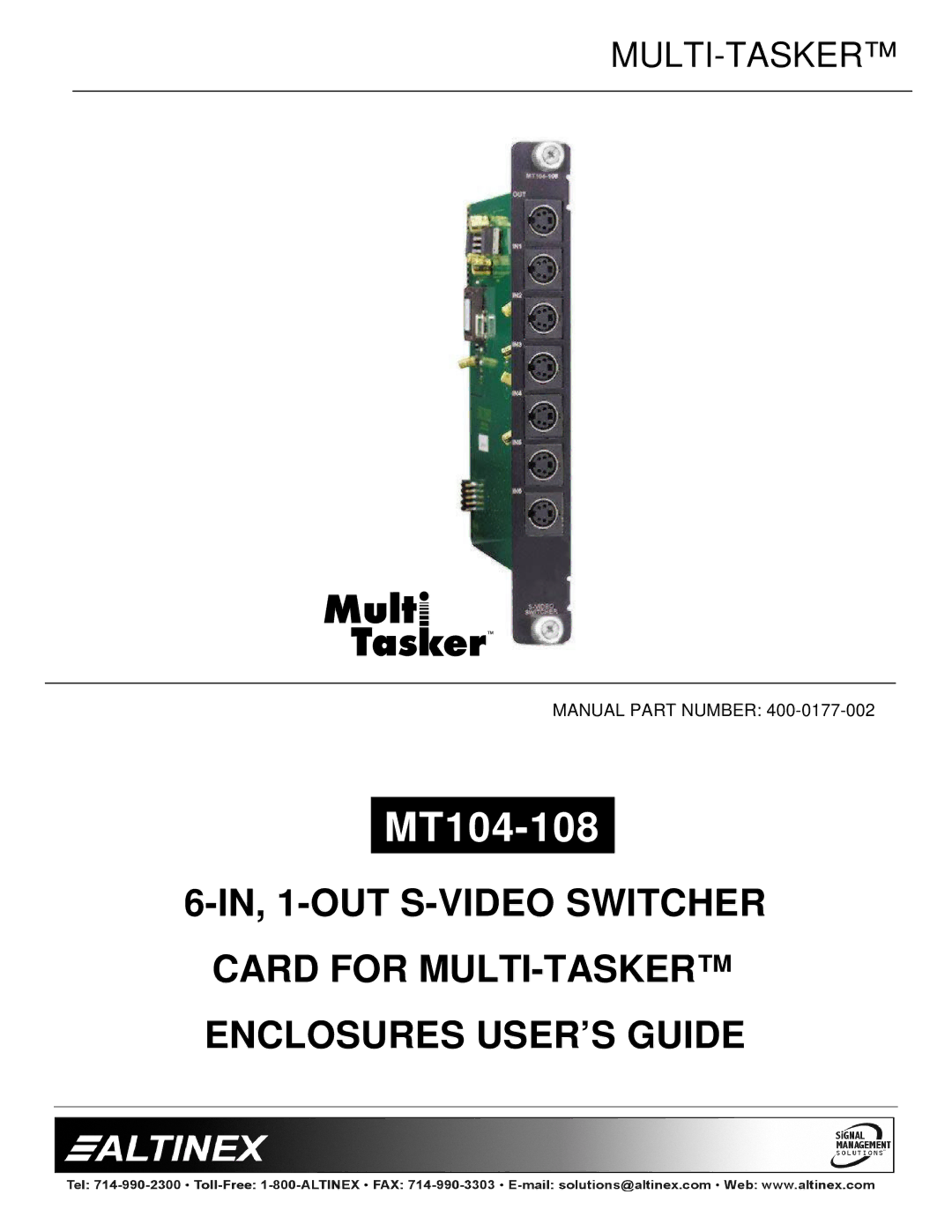 Altinex MT104-108 manual 