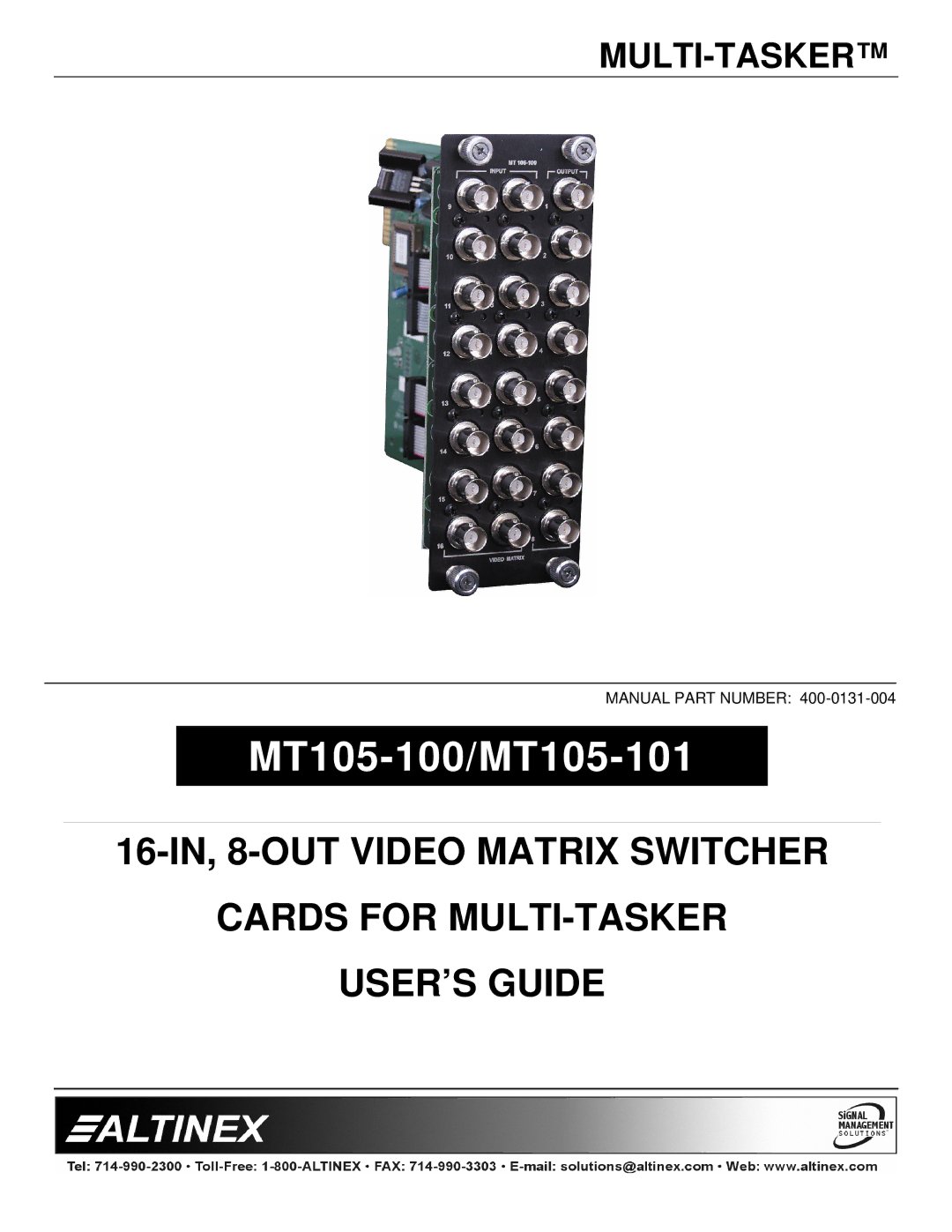 Altinex manual MT105-100/MT105-101 